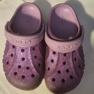 CROCS Kids Sparkly Purple Glitter Sz 11